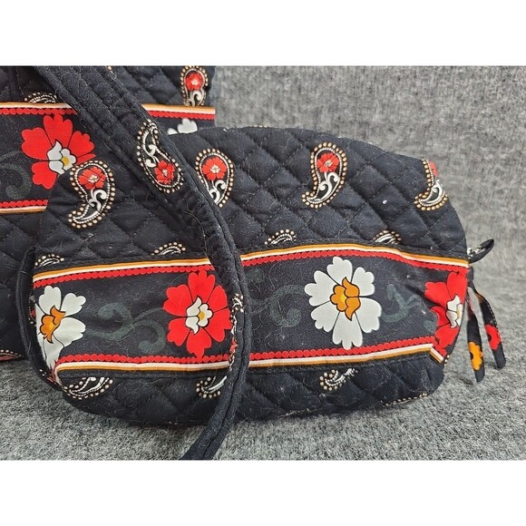 Stephanie Dawn Floral Paisley Purse Quilted Red Black Cotton Bag w Wallet - Picture 2 of 10